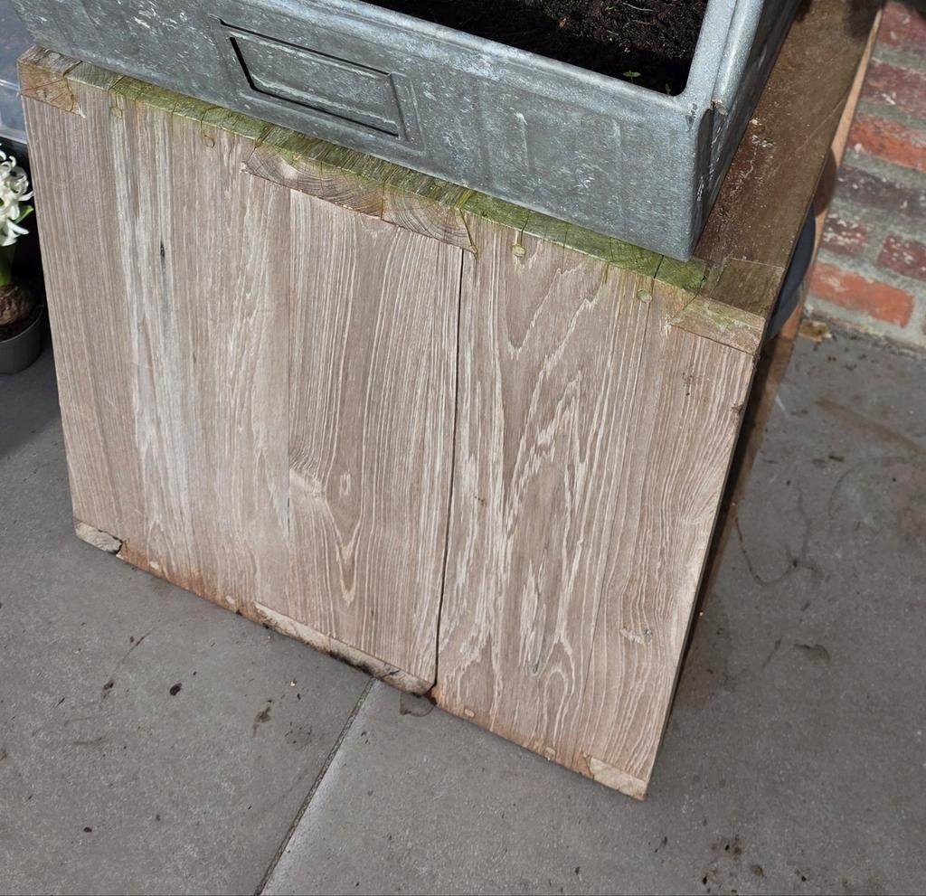 Teak houten kubus, Ophalen, Rond, Hout