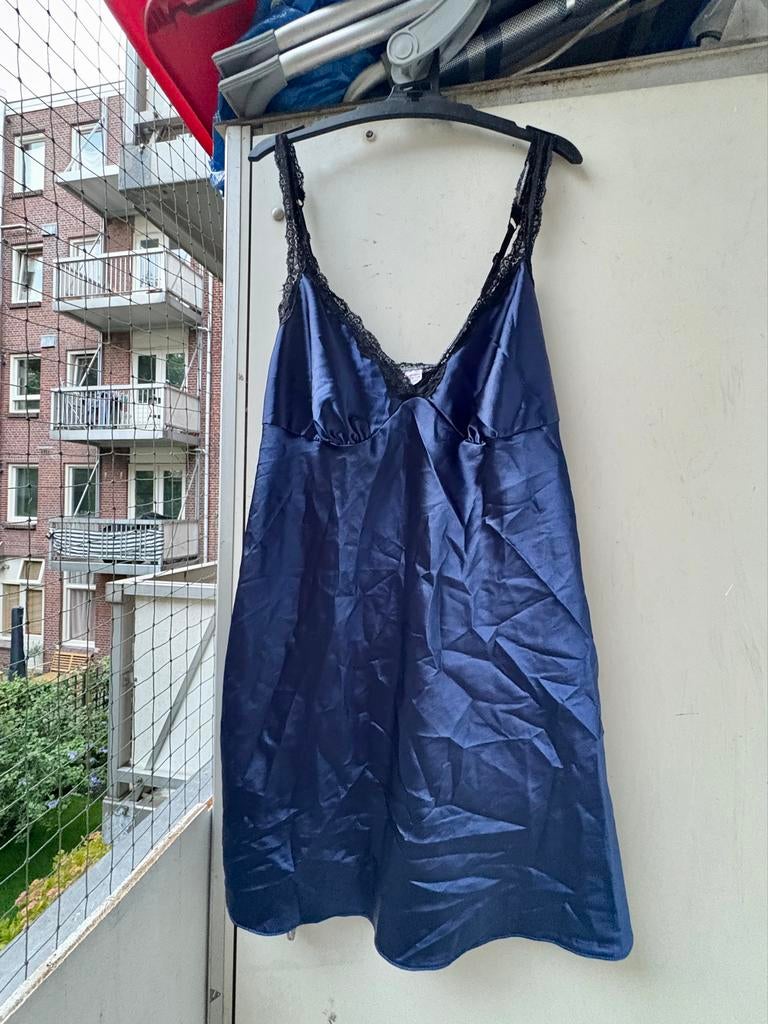 Donkerblauwe Satin look Babydoll Venus Bonprix M nieuw, Ophalen of Verzenden, Blauw, Nachtkleding
