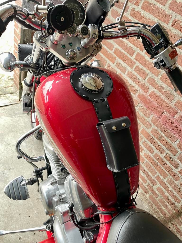Unieke tanktas (leder) voor o.a. Honda Shadow VT600C, Motoren, Ophalen of Verzenden, Zo goed als nieuw