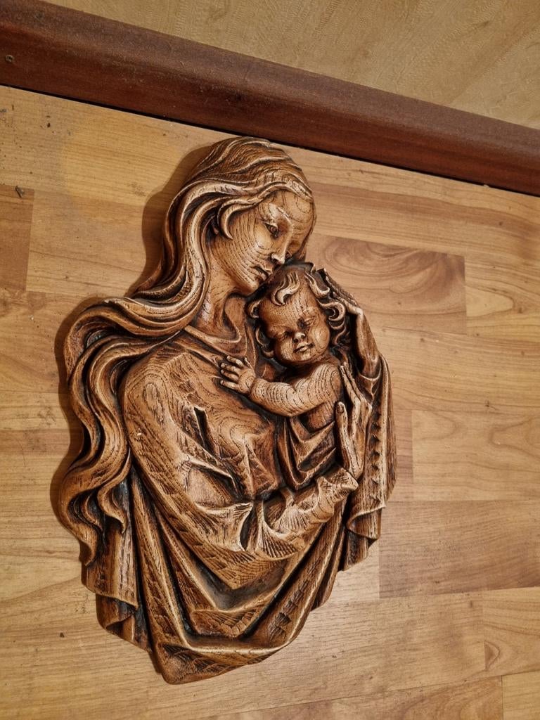 Houten beeld Maria/Jezus, Antiek en Kunst, Antiek | Religie, Ophalen