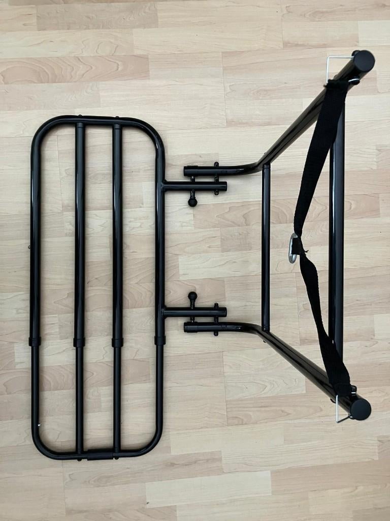 Metalen zwart gelakt uitschuifbaar bedhek, Ophalen, Gebruikt, 70 tot 85 cm, Hoogslaper of Stapelbed