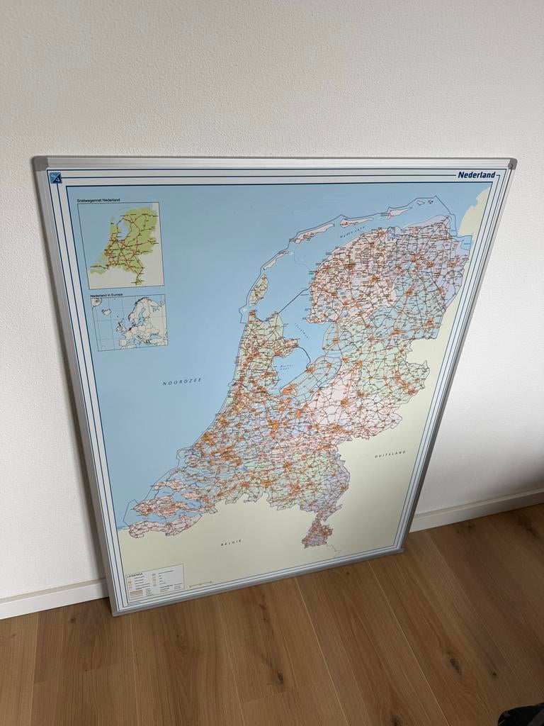 Grote Landkaart Nederland - Ingelijst, Ophalen, 2000 tot heden, Nederland, Landkaart