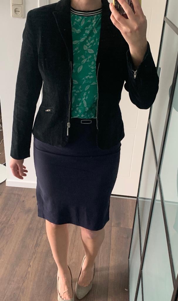 ACCIAIO zwarte velvet corduroy dames blazer colbert jasje 40, Maat 38/40 (M), Acciaio, Zwart, Nieuw