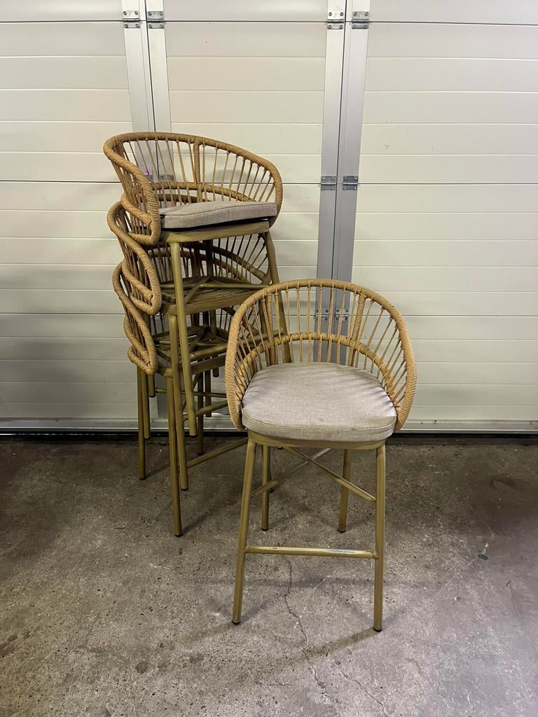 15 stuks mooie luxe outdoor horeca terras krukken Naturel, Huis en Inrichting, Barkrukken, Ophalen, Kunststof, 5 krukken of meer