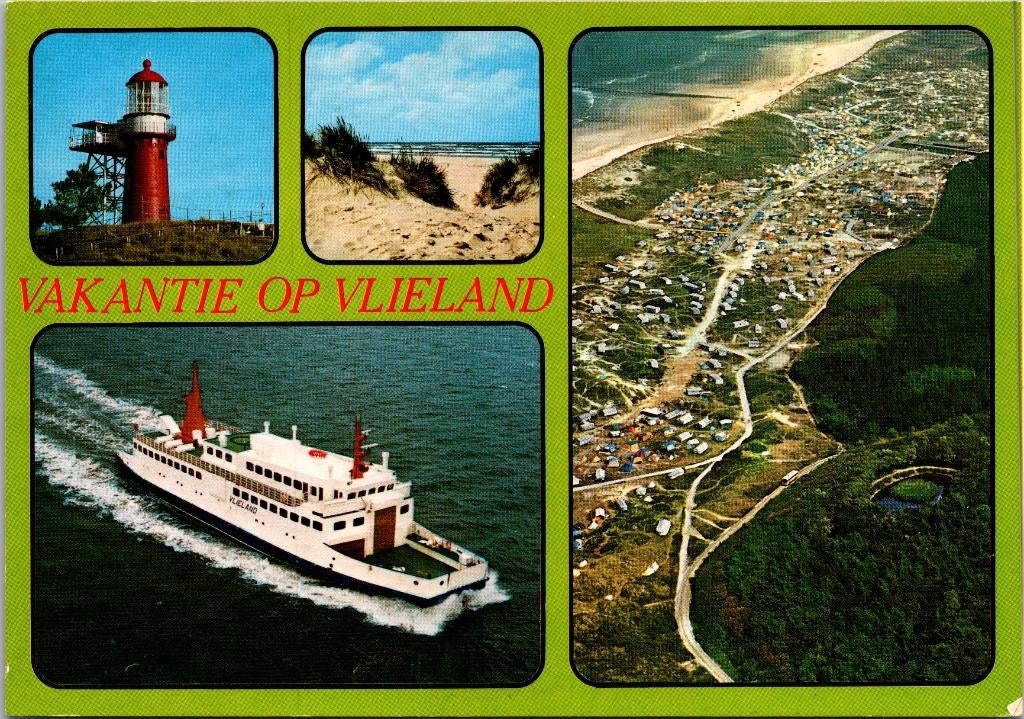 Vlieland - 5 ansichtkaarten, Verzamelen, Ansichtkaarten | Nederland, Verzenden, 1980 tot heden, Gelopen, Waddeneilanden