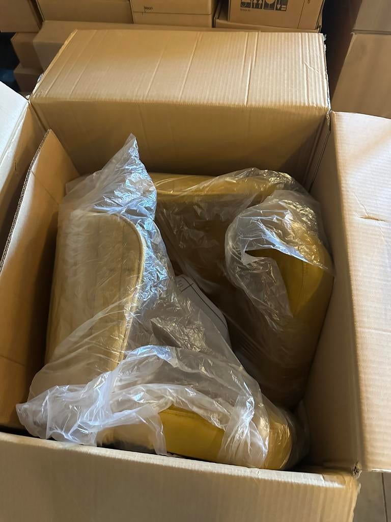 SET VAN 2: Luxe SIA Home Designstoelen Mosterdgeel Velours, Ophalen, Twee, Overige kleuren, .