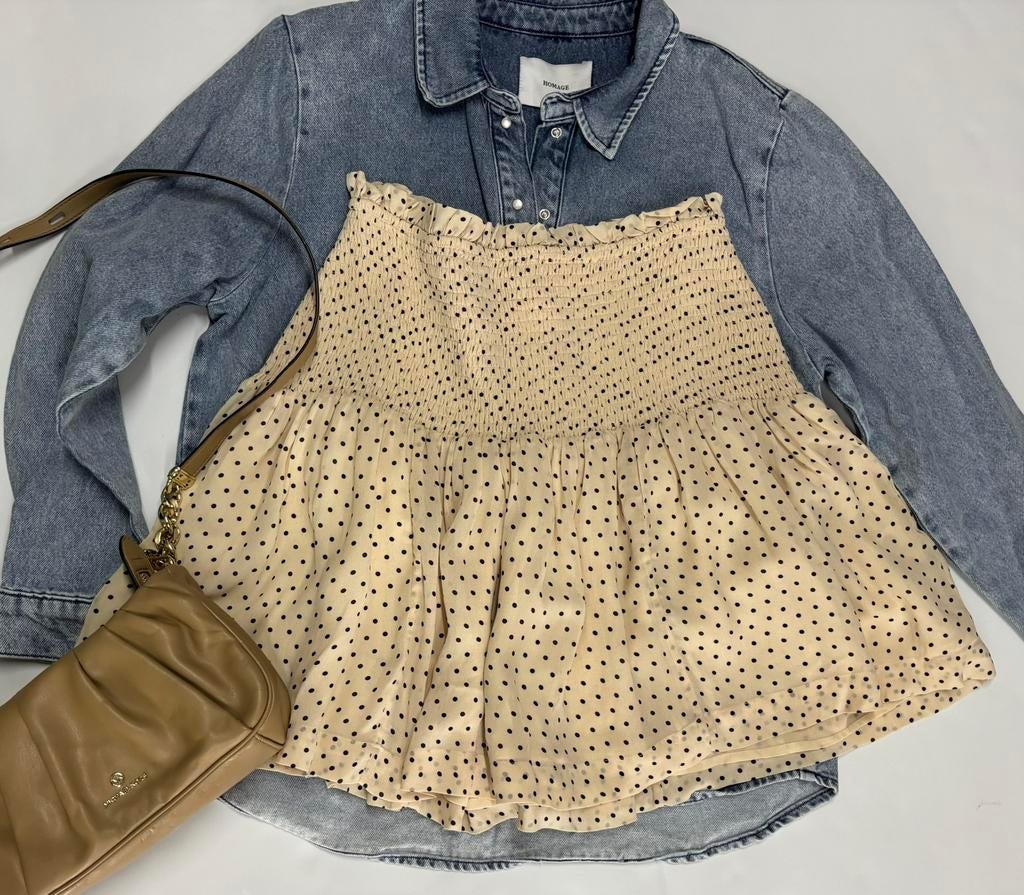 Ganni polka dot rokje maat 38 ZGAN, Maat 38/40 (M), Beige, Ophalen of Verzenden, Zo goed als nieuw