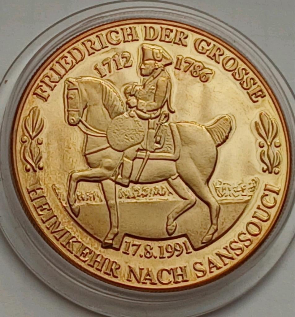 Grote Vergulde Medaille 1991 Frederick de Grote Pruisen Munt, Ophalen of Verzenden
