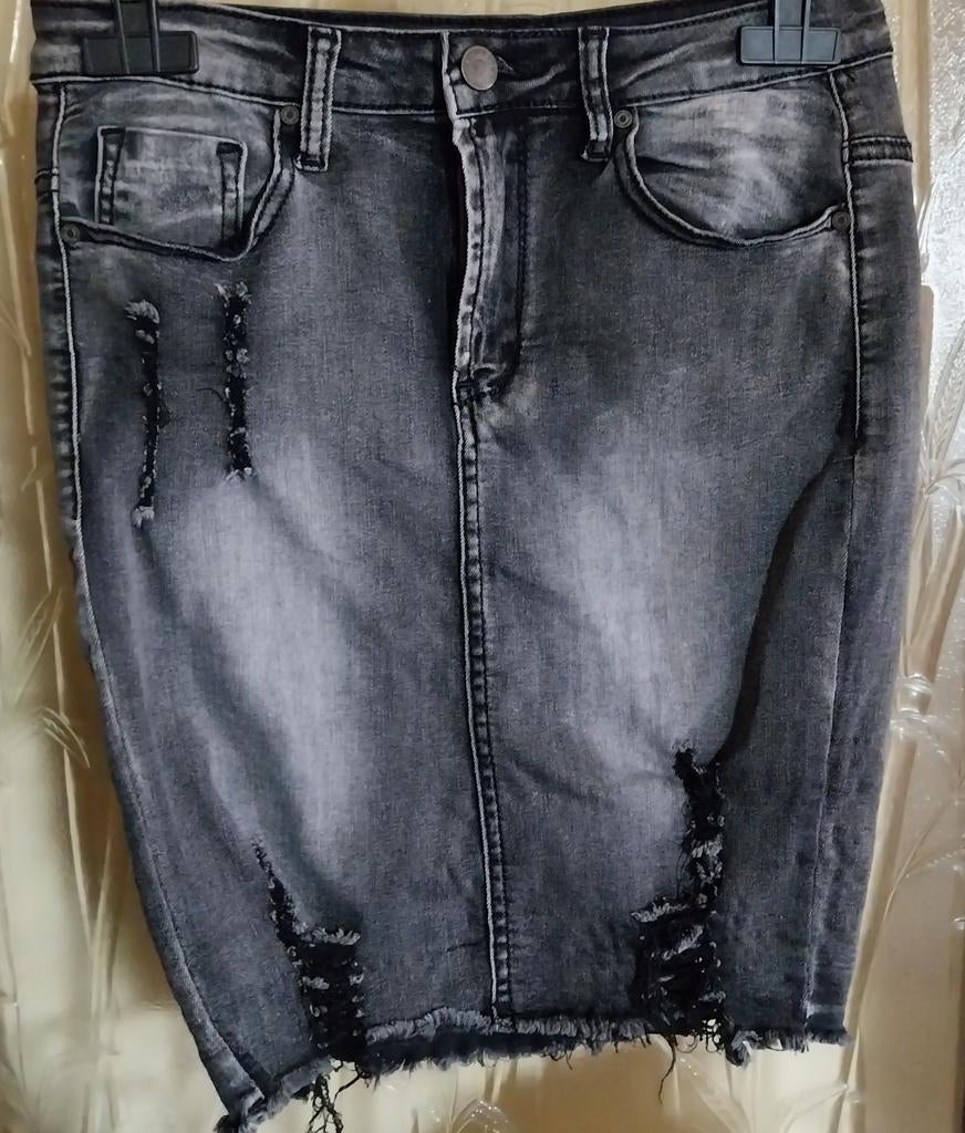 Girl Vivi A-Lijn Grijs Denim Rokje Maat M, Kleding | Dames, Maat 38/40 (M), Verzenden, Zo goed als nieuw, Girl Vivi