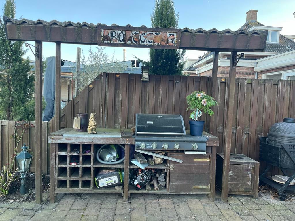 Buitenkeuken met BBQ en opbergruimte 240x80cm, Ophalen, Gebruikt, Gas, Vrijstaand