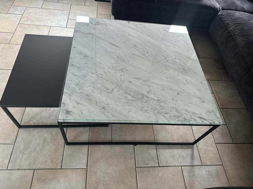 Montel salontafel set marmer en kunststof 2 stuks, Ophalen, Kunststof, Gebruikt, Vierkant