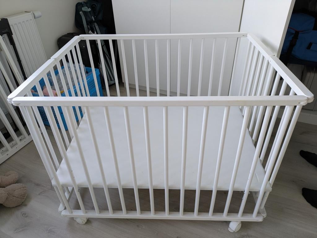 Verstelbare box | Prénatal inklapbox Edin White, Ophalen, Zo goed als nieuw, Rechthoekig, In hoogte verstelbaar