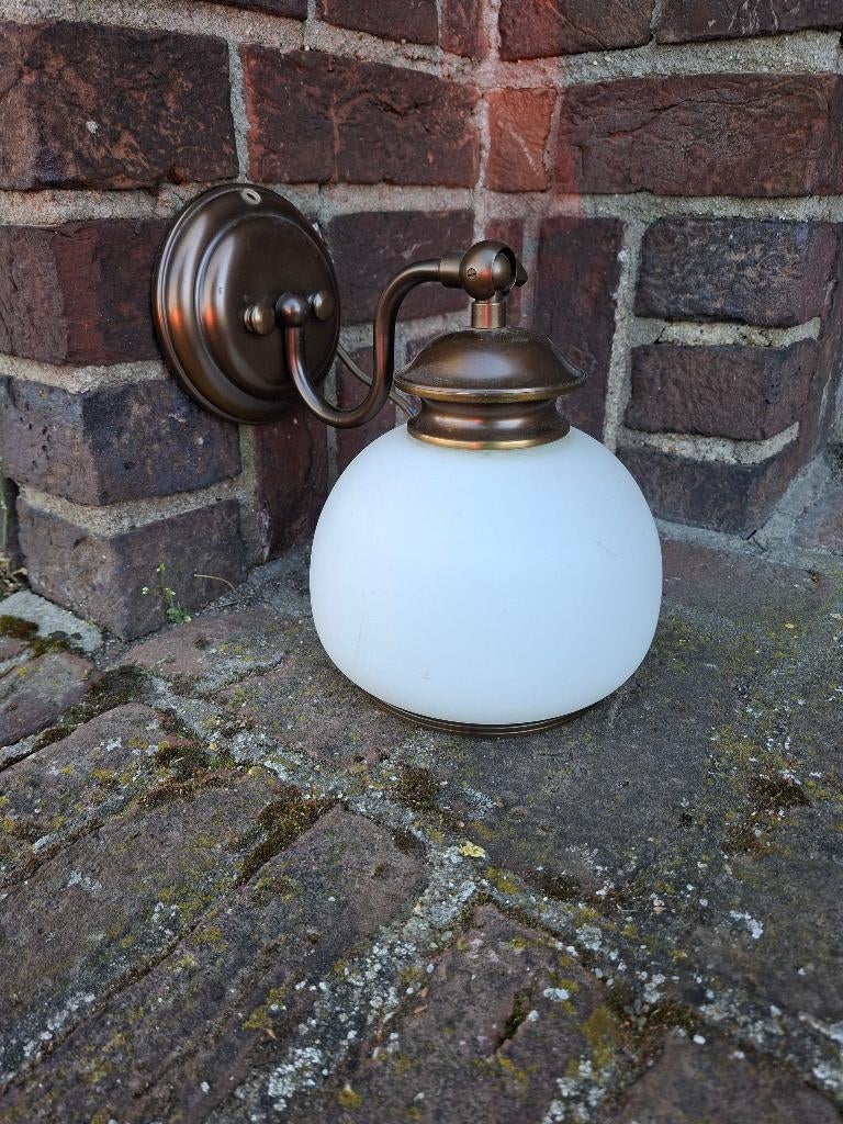 Set van 15 Klassieke Wandlampen – Brons & Matglas, Huis en Inrichting, Ophalen of Verzenden, Gebruikt, Glas, Klassiek