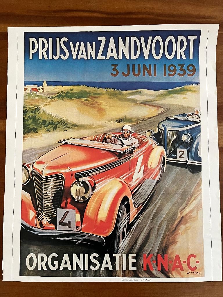 Grand prix prent Zandvoort 1939, Ophalen of Verzenden, Zo goed als nieuw, Algemeen