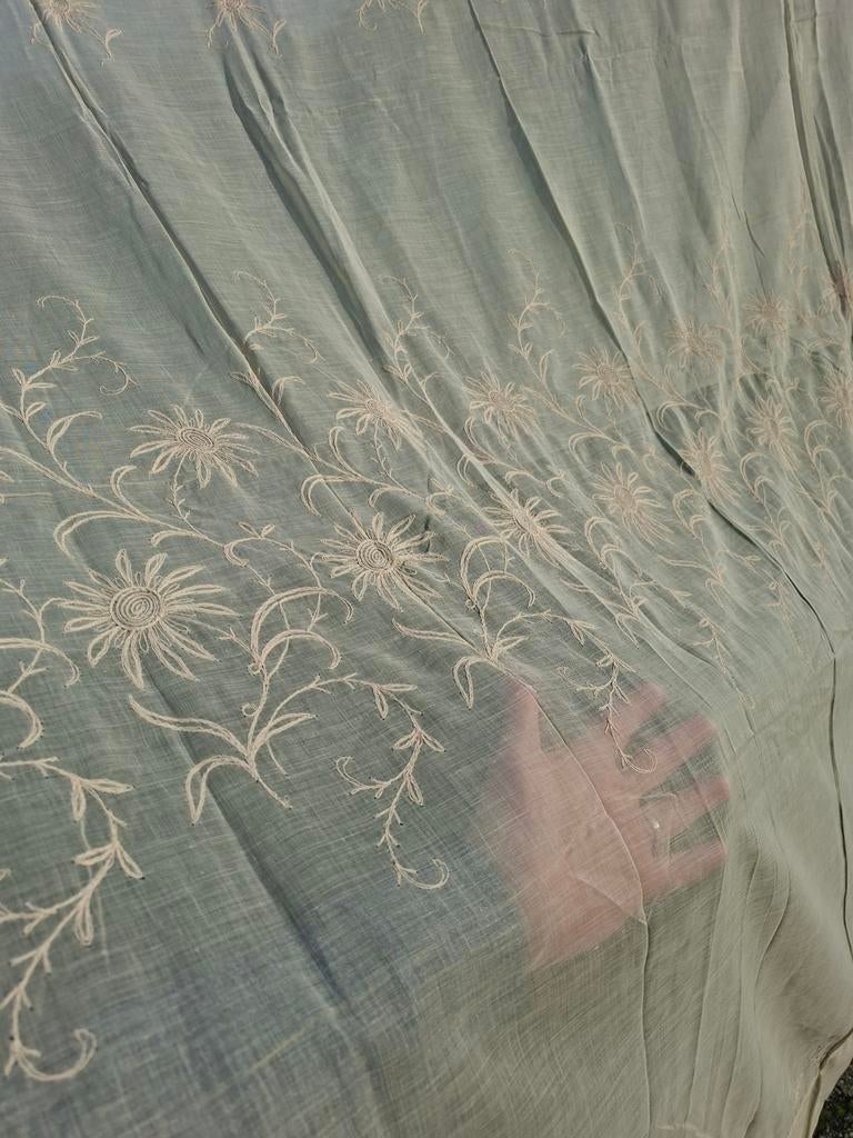 Antieke vitrage met subtiele bloemen, Ophalen of Verzenden