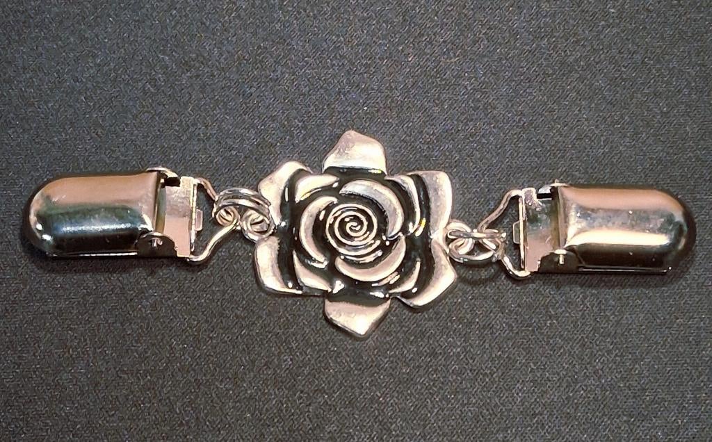 Vintage Look Roos Cardigan / vest /sjaal Clip, Ophalen of Verzenden, Nieuw, Zilver, Overige materialen