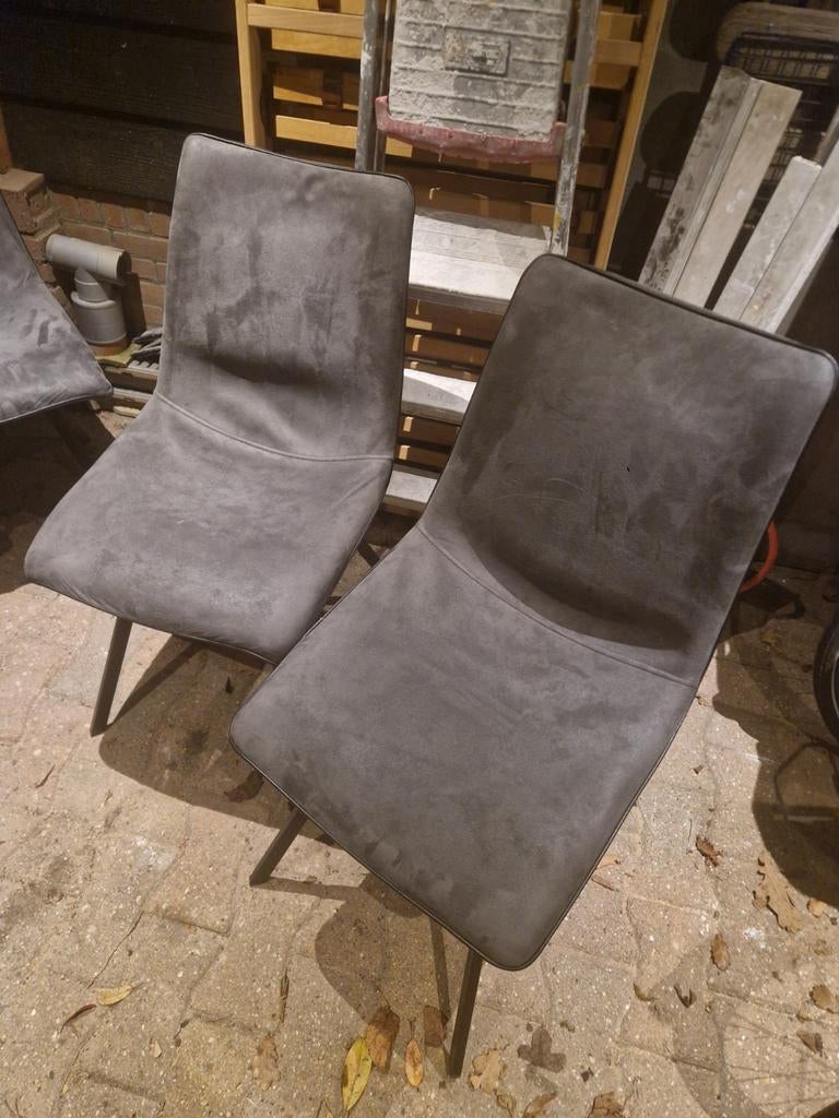 Eetkamerstoelen 4st antraciet, Ophalen, Gebruikt, Grijs, Stof