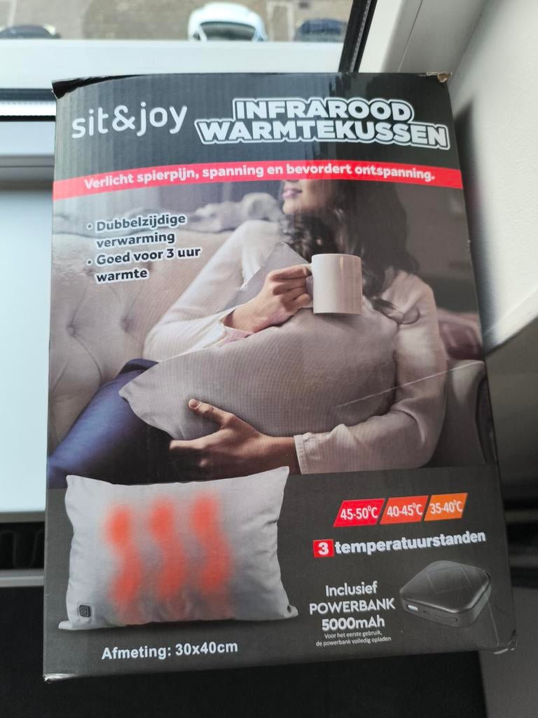 Sit & Joy Infrarood Warmtekussen met Powerbank, Ophalen, Nieuw, Grijs, Rechthoekig