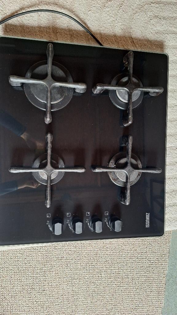 Zanussi gas op glas kookplaat, Ophalen, Inbouw, Gas, 4 kookzones