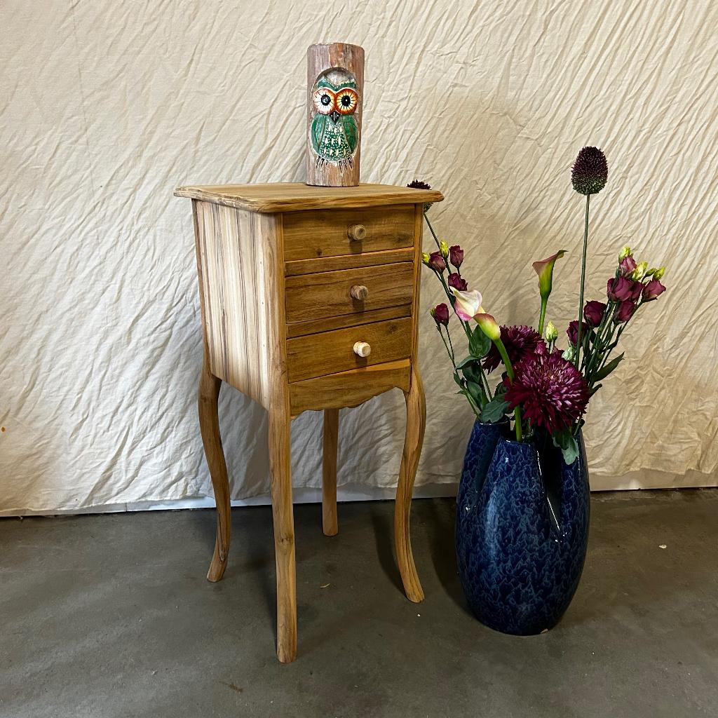 Ladekastje - massief teak - 32 x 32 cm - 3 lades- TTM Wonen, Huis en Inrichting, Kasten | Ladekasten, Nieuw, Minder dan 100 cm