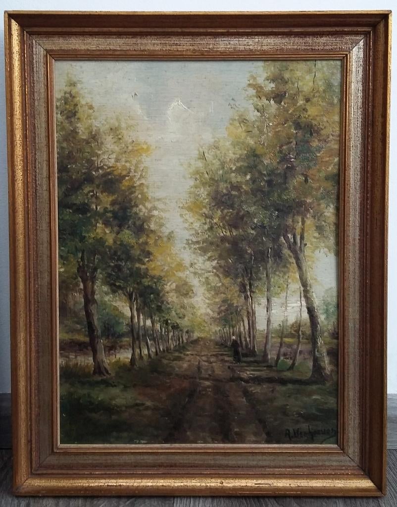 Om 1950 Olieverf Schilderij Landschappelijk Anton Verhoeven