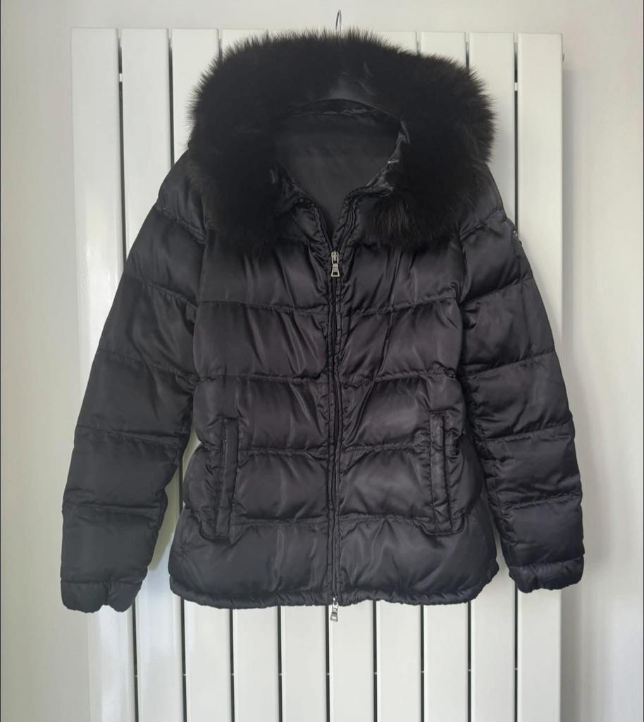 100% Originele • PRADA • Jas - Zwart - • Fox Fur Bont • M, Ophalen of Verzenden, Gedragen, Maat 38/40 (M), Zwart
