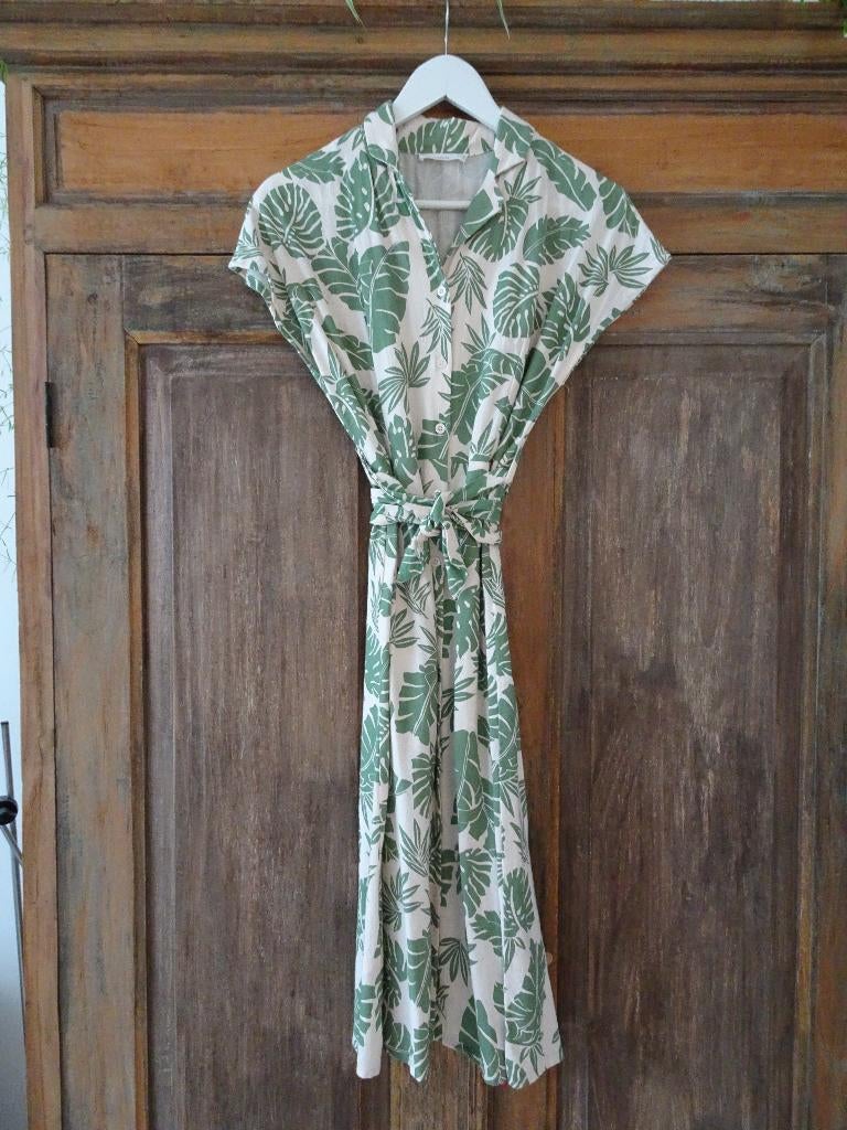 MANGO MNG jurk met bladeren print maat S., Ophalen of Verzenden, Nieuw, Maat 36 (S), Wit