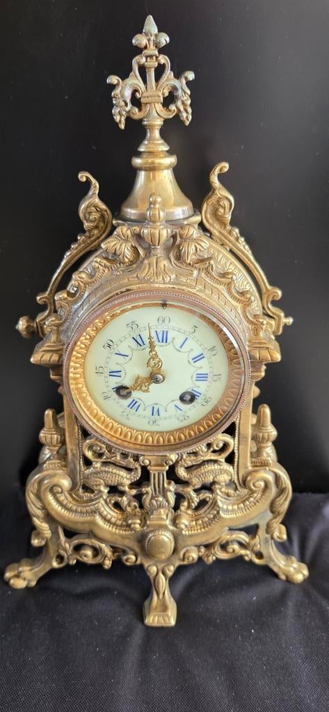 Antieke bronse Franse pendule tafelklok werk goed, Antiek en Kunst, Antiek | Klokken, Ophalen of Verzenden