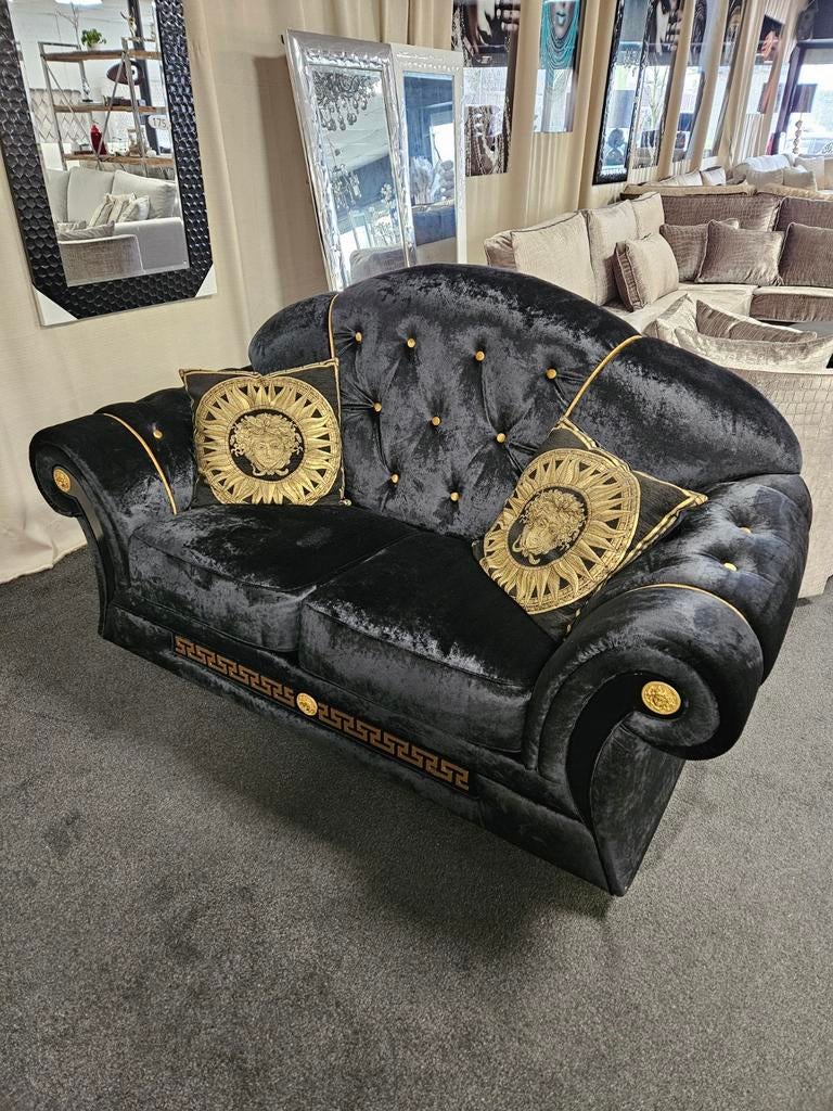 Versace bank sofa Zwart Goud velvet stof NIEUW, Ophalen, Nieuw, Stof, Versace