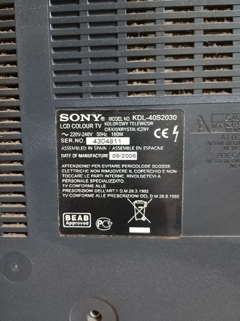 Tv Sony bravia kdl40s2030 (40inch), Ophalen, Gebruikt, 50 Hz, LCD