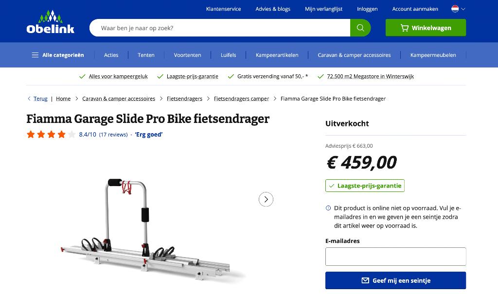Fiamma Garage Slide Pro Bike Nieuw, Ophalen, Nieuw