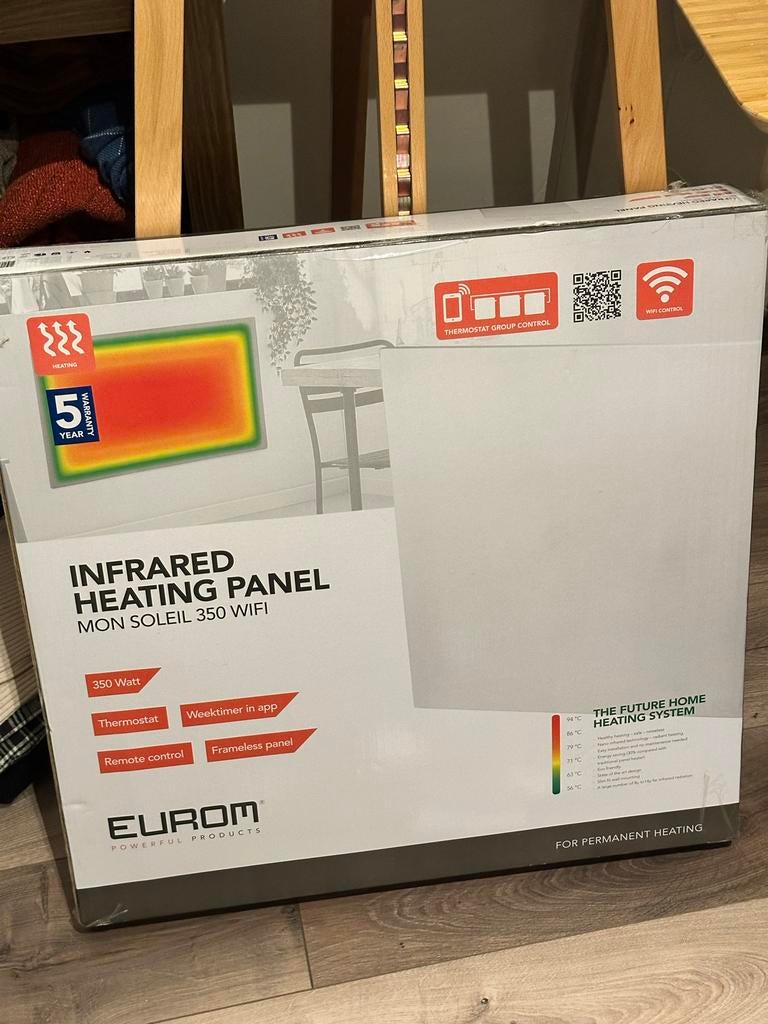 Nieuw Eurom Mon Soleil 350 Infrarood Verwarmingspaneel, Ophalen, 30 tot 80 cm, Overige typen, Nieuw