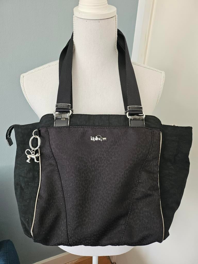 Kipling handtas/schoudertas zwart - 40 x 28 cm, Ophalen of Verzenden, Gebruikt, Zwart, Handtas