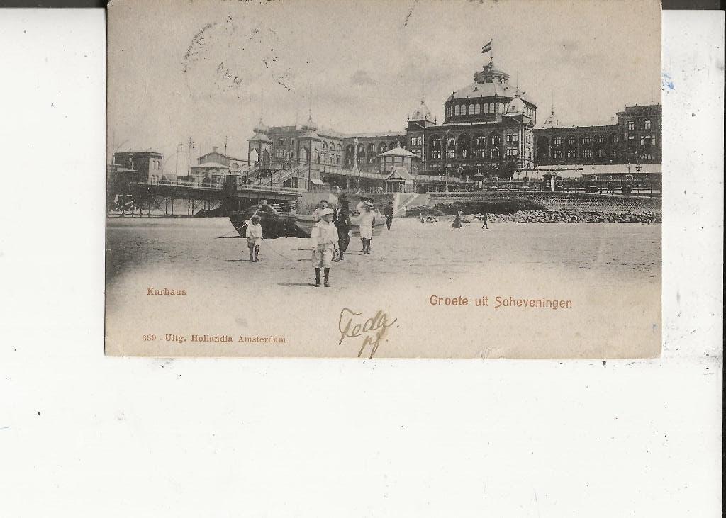 Scheveningen Kurhaus met pink naar Oudesluis 1899, Ophalen of Verzenden, Voor 1920, Gelopen, Zuid-Holland