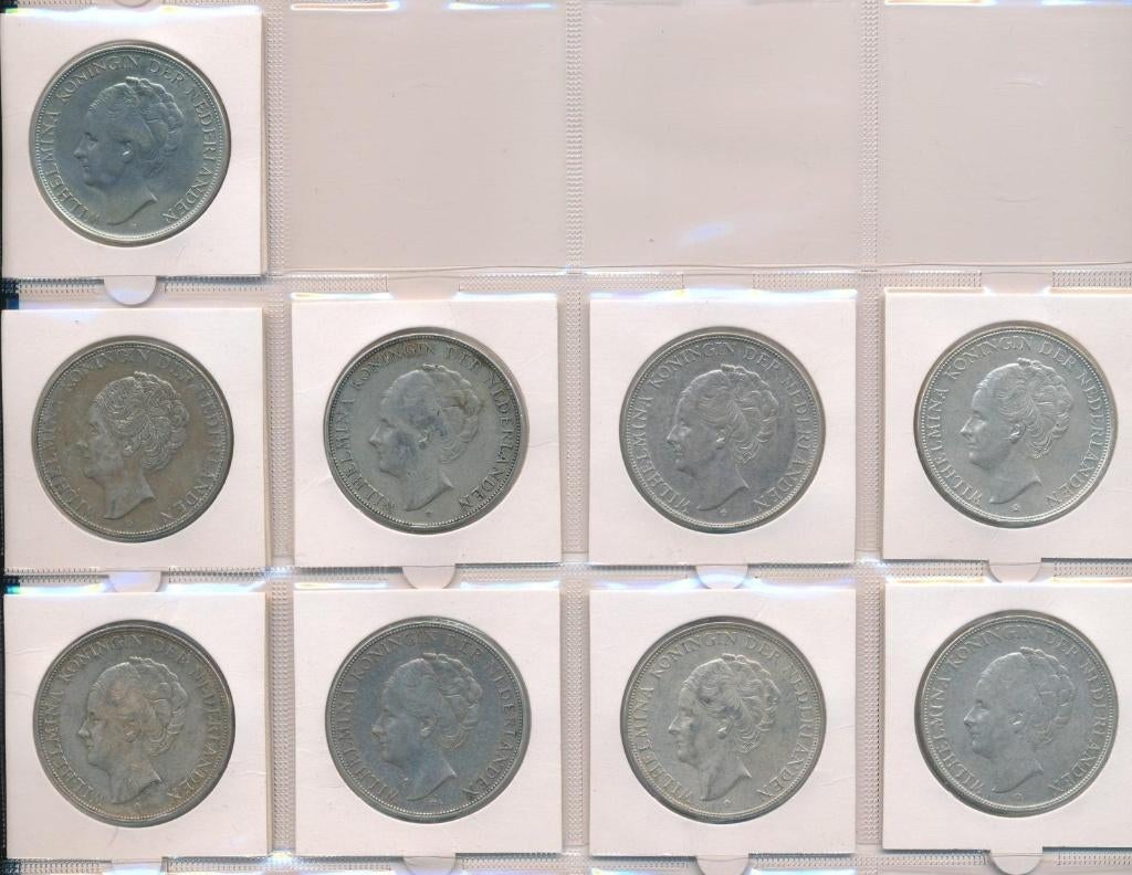 Nederland serie zilveren rijksdaalders Wilhelmina, Setje, Zilver, Ophalen of Verzenden, Koningin Wilhelmina