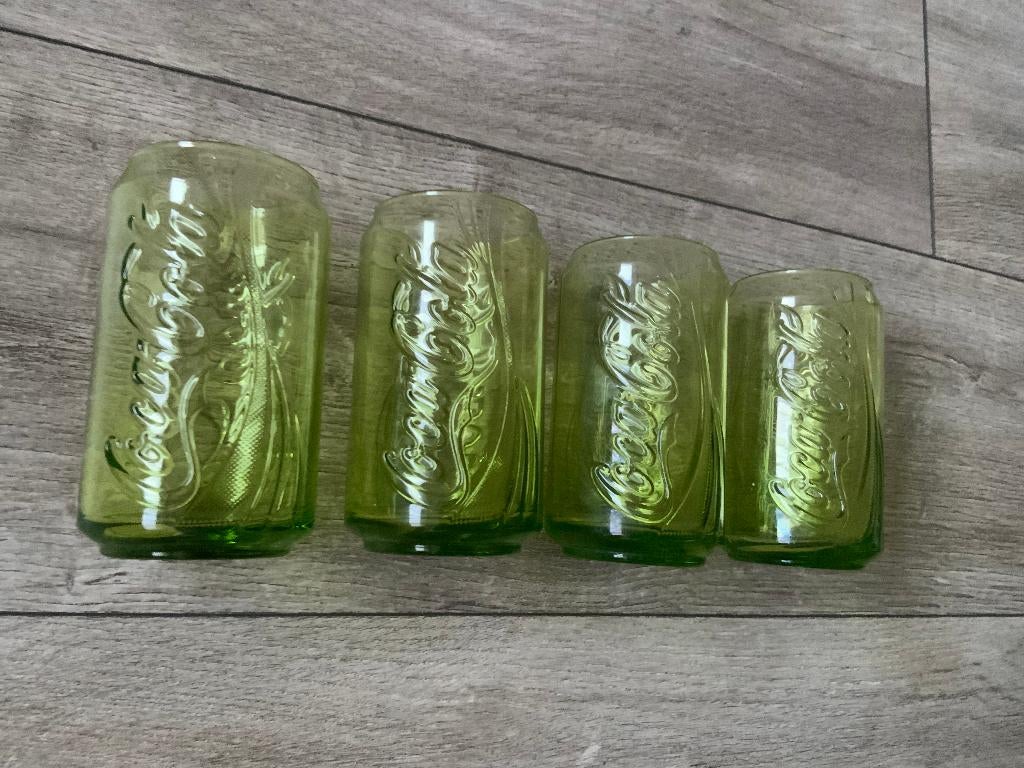McDonalds Groen Coca Cola Blikje Glas Glazen Limited Edition, Verzamelen, Ophalen of Verzenden, Zo goed als nieuw, Frisdrankglas