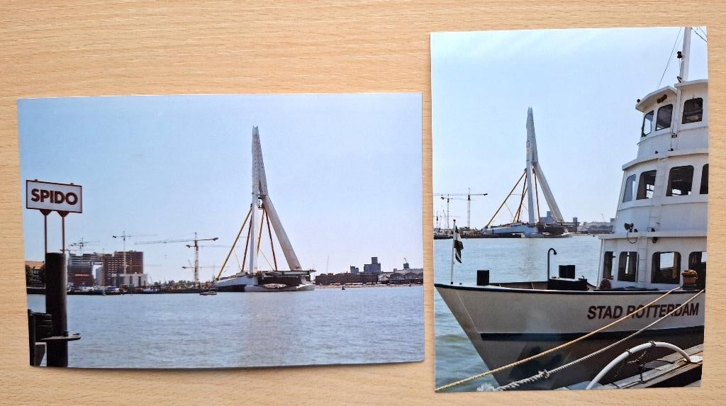Foto's van Erasmusbrug Rotterdam in aanbouw, Verzenden, 1980 tot heden, Foto, Nieuw